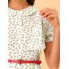 imageAllegra K Womens Peter Pan Collar Tie Neck Short Sleeves ALine Elegant Belted Vintage Floral DressWhite