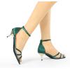 imageAllegra K Womens Rhinestone Mesh Kitten Heels SandalsDark Green