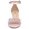 imageAllegra K Womens Rhinestone Mesh Kitten Heels SandalsPink