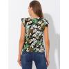 imageAllegra K Womens Tropical Printed Square Neck Ruffle Sleeve Tank TopBlack