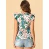 imageAllegra K Womens Tropical Printed Square Neck Ruffle Sleeve Tank TopGreen