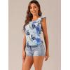 imageAllegra K Womens Tropical Printed Square Neck Ruffle Sleeve Tank TopLight Blue