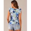 imageAllegra K Womens Tropical Printed Square Neck Ruffle Sleeve Tank TopLight Blue