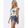 imageAllegra K Womens Tropical Printed Square Neck Ruffle Sleeve Tank TopOrange