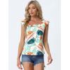 imageAllegra K Womens Tropical Printed Square Neck Ruffle Sleeve Tank TopOrange