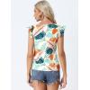 imageAllegra K Womens Tropical Printed Square Neck Ruffle Sleeve Tank TopOrange