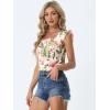 imageAllegra K Womens Tropical Printed Square Neck Ruffle Sleeve Tank TopWhite