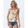 imageAllegra K Womens Tropical Printed Square Neck Ruffle Sleeve Tank TopWhite