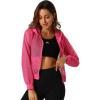 imageAllegra K Hoodie Jacket for Womens 2024 Zip Up Long Sleeve Mesh Sheer Bomber JacketsHot Pink