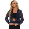 imageAllegra K Hoodie Jacket for Womens 2024 Zip Up Long Sleeve Mesh Sheer Bomber JacketsNavy Blue