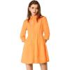 imageAllegra K Womens Casual Shirt Dress Ruched 34 Sleeve Button Down Work School Mini DressesOrange