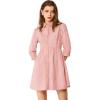 imageAllegra K Womens Casual Shirt Dress Ruched 34 Sleeve Button Down Work School Mini DressesPink