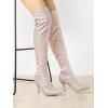 imageAllegra K Womens Glitter Pointed Toe Stiletto Heel Over the Knee Thigh High BootLight Pink