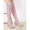 imageAllegra K Womens Glitter Pointed Toe Stiletto Heel Over the Knee Thigh High BootPink