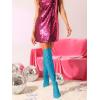 imageAllegra K Womens Glitter Pointed Toe Stiletto Heel Over the Knee Thigh High BootSky Blue