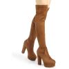 imageAllegra K Womens Platform Block Heel over Knee High BootsBrown