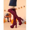 imageAllegra K Womens Platform Block Heel over Knee High BootsBurgundy