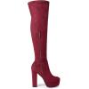 imageAllegra K Womens Platform Block Heel over Knee High BootsBurgundy