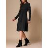 imageAllegra K Womens Sweater Dress Ribbed Dress A Line Tie Waist Knit Christmas Midi Long Sleeve DressesBlack