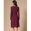 imageAllegra K Womens Sweater Dress Ribbed Dress A Line Tie Waist Knit Christmas Midi Long Sleeve DressesBurgundy