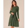 imageAllegra K Womens Sweater Dress Ribbed Dress A Line Tie Waist Knit Christmas Midi Long Sleeve DressesDark Green