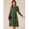 imageAllegra K Womens Sweater Dress Ribbed Dress A Line Tie Waist Knit Christmas Midi Long Sleeve DressesDark Green