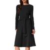 imageAllegra K Womens Sweater Dress Ribbed Dress A Line Tie Waist Knit Christmas Midi Long Sleeve DressesBlack