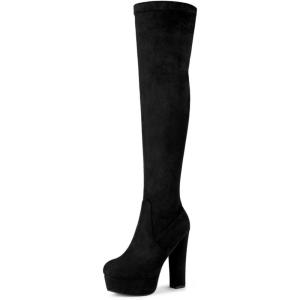 imageAllegra K Womens Platform Block Heel over Knee High BootsBlack