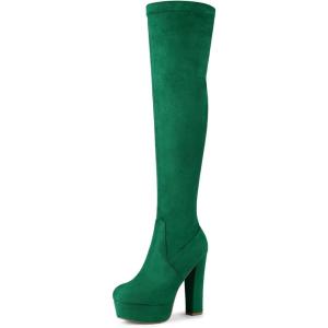 imageAllegra K Womens Platform Block Heel over Knee High BootsGreen