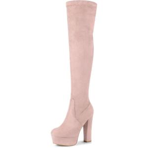 imageAllegra K Womens Platform Block Heel over Knee High BootsPink