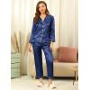 imageAllegra K Womens Satin Night Suits Valentines Day Button Down Pjs with Pants Silky Lounge Pajama SetsDark Blue