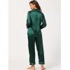 imageAllegra K Womens Satin Night Suits Valentines Day Button Down Pjs with Pants Silky Lounge Pajama SetsDark Green