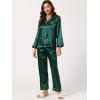imageAllegra K Womens Satin Night Suits Valentines Day Button Down Pjs with Pants Silky Lounge Pajama SetsDark Green