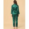 imageAllegra K Womens Satin Night Suits Valentines Day Button Down Pjs with Pants Silky Lounge Pajama SetsGreen