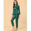 imageAllegra K Womens Satin Night Suits Valentines Day Button Down Pjs with Pants Silky Lounge Pajama SetsGreen