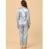 imageAllegra K Womens Satin Night Suits Valentines Day Button Down Pjs with Pants Silky Lounge Pajama SetsGrey