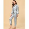 imageAllegra K Womens Satin Night Suits Valentines Day Button Down Pjs with Pants Silky Lounge Pajama SetsGrey