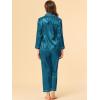 imageAllegra K Womens Satin Night Suits Valentines Day Button Down Pjs with Pants Silky Lounge Pajama SetsPeacock Blue