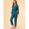 imageAllegra K Womens Satin Night Suits Valentines Day Button Down Pjs with Pants Silky Lounge Pajama SetsPeacock Blue