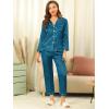 imageAllegra K Womens Satin Night Suits Valentines Day Button Down Pjs with Pants Silky Lounge Pajama SetsPeacock Blue