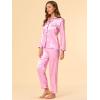 imageAllegra K Womens Satin Night Suits Valentines Day Button Down Pjs with Pants Silky Lounge Pajama SetsPink