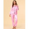 imageAllegra K Womens Satin Night Suits Valentines Day Button Down Pjs with Pants Silky Lounge Pajama SetsPink