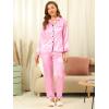 imageAllegra K Womens Satin Night Suits Valentines Day Button Down Pjs with Pants Silky Lounge Pajama SetsPink