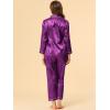 imageAllegra K Womens Satin Night Suits Valentines Day Button Down Pjs with Pants Silky Lounge Pajama SetsPurple