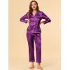 imageAllegra K Womens Satin Night Suits Valentines Day Button Down Pjs with Pants Silky Lounge Pajama SetsPurple