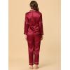 imageAllegra K Womens Satin Night Suits Valentines Day Button Down Pjs with Pants Silky Lounge Pajama SetsRed