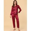 imageAllegra K Womens Satin Night Suits Valentines Day Button Down Pjs with Pants Silky Lounge Pajama SetsRed