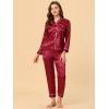 imageAllegra K Womens Satin Night Suits Valentines Day Button Down Pjs with Pants Silky Lounge Pajama SetsRed