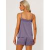 imageAllegra K Womens Satin Pjs Sleepwear Lace Trim Camisole Tops with Shorts Lounge Silky Pajama SetsGray Purple