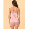 imageAllegra K Womens Satin Pjs Sleepwear Lace Trim Camisole Tops with Shorts Lounge Silky Pajama SetsPink